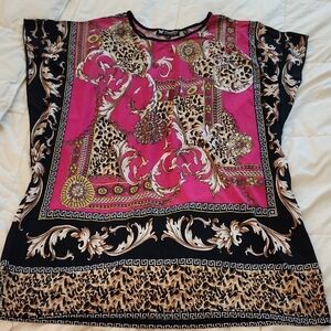 Papillon Blanc Pink and Black Graphic Boxy Blouse